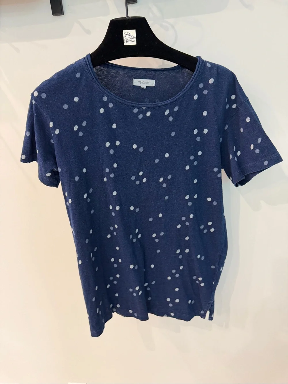 Madewell Navy Tee with Subtle Light Dot Detail